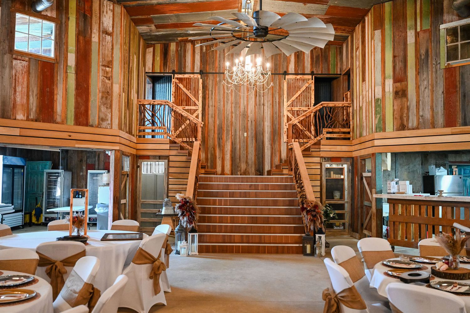 The mezzanine looking down over the barn floor